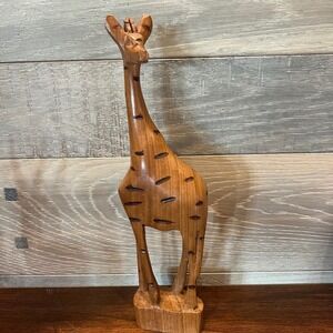 Wooden Giraffe Animal Hand‎ Carved 12" Africa Kenya Wood Carving